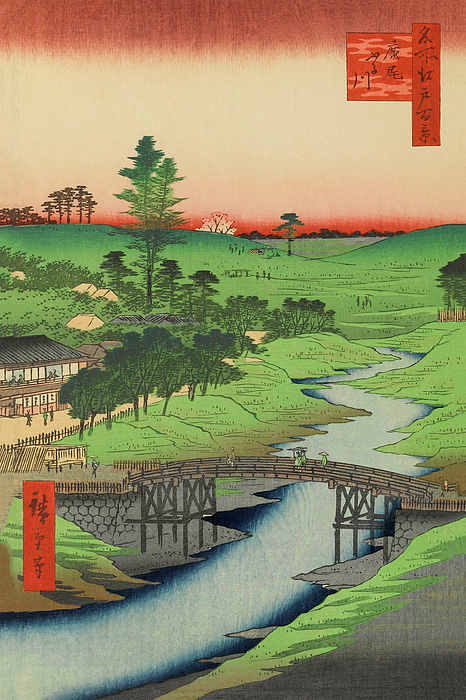 Furukawa River Spring Landscape Vintage Ukiyo-e Japanese Art 