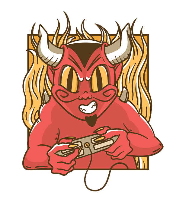 Devil Tapestry, Satanic Wall Hanging, Gamer Home Decor, Vertical Art Print