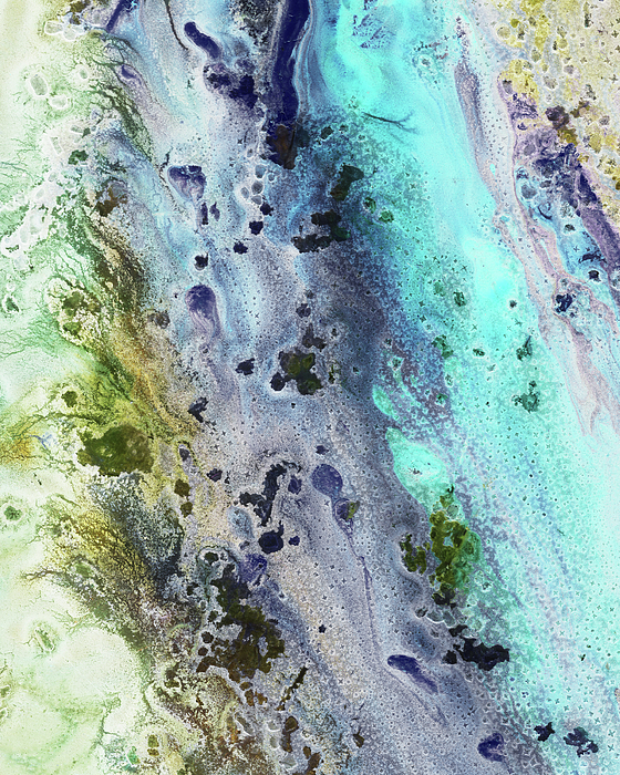 Irina Sztukowski - Gem Of The Sea Salty Blue Waves Of Crystals Watercolor Beach Art Decor I