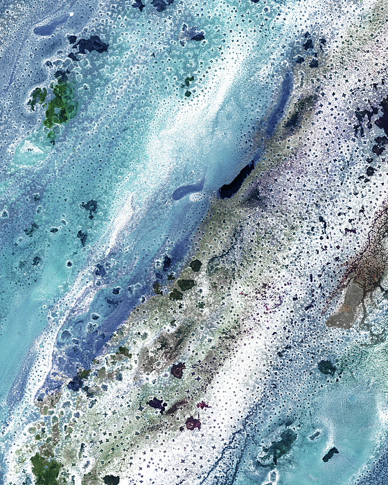 Irina Sztukowski - Gem Of The Sea Salty Blue Waves Of Crystals Watercolor Beach Art Decor VII