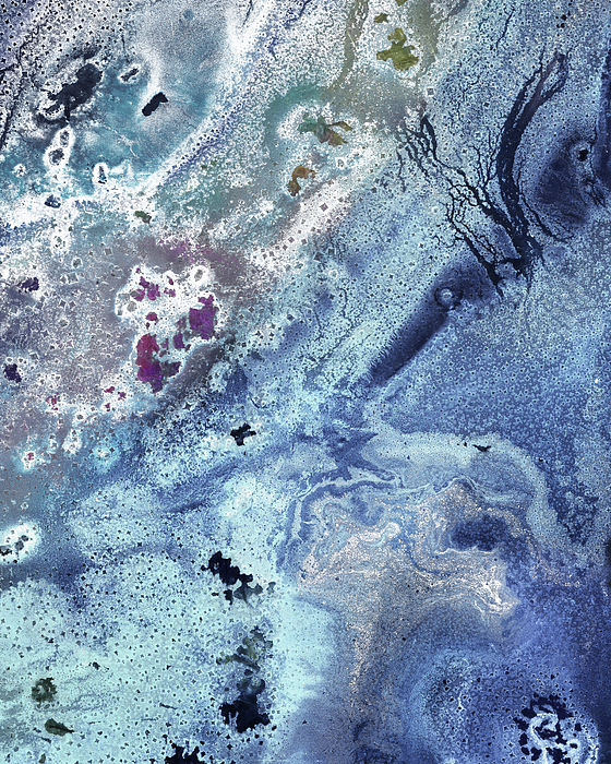 Irina Sztukowski - Gem Of The Sea Salty Blue Waves Of Crystals Watercolor Beach Art Decor VIII