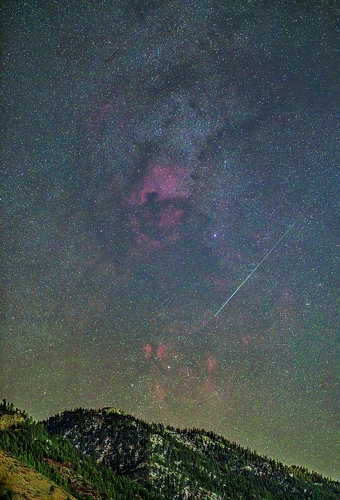 Geminid Meteor and North America Nebula Beach Towel