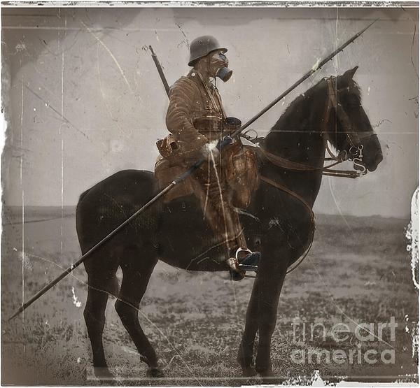 German Lancer on Horseback WWI Beach Towel by Tina Maisie - Pixels