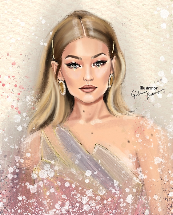 gigi hadid portrait Tote Bag by arttbyvalchu