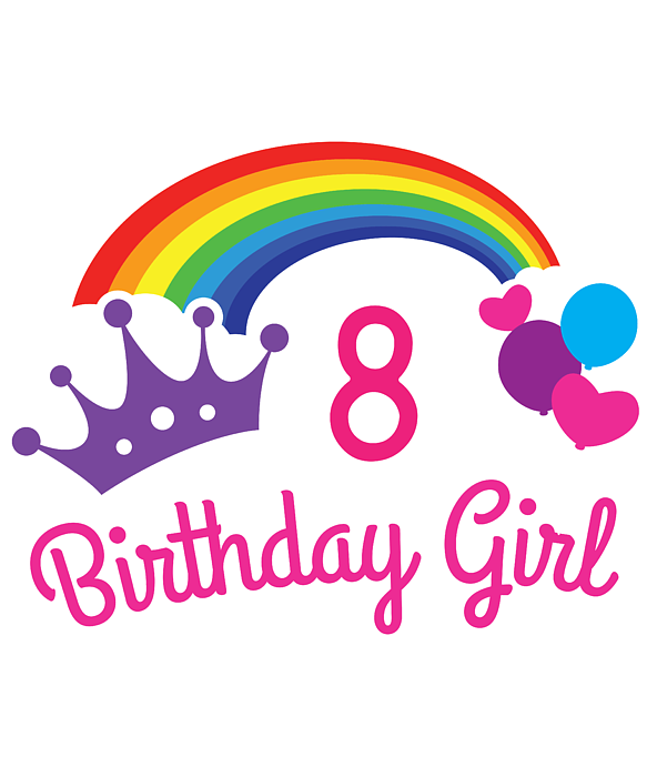 Girls Rainbow Princess 8th Birthday Shirt Princess Party Greeting Card by Orange Pieces
