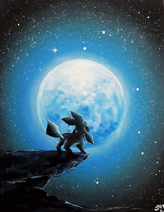 Eevee under the moon Art Print by Magda Swinya - Pixels