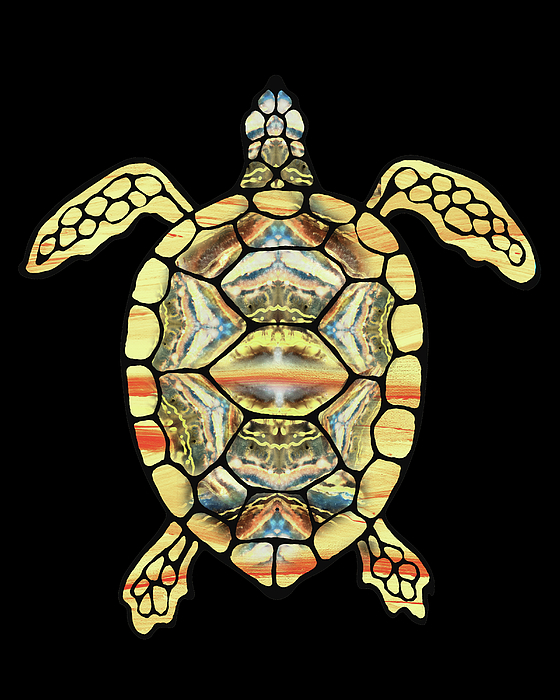 Irina Sztukowski - Golden Glow Watercolor Tortoise Under The Sea Turtle Native Art Ocean Creature II