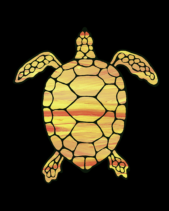 Irina Sztukowski - Golden Glow Watercolor Tortoise Under The Sea Turtle Native Art Ocean Creature III