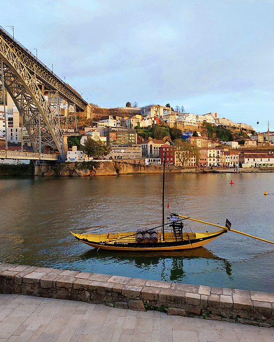 Irina Sztukowski - Gondola Near The Luis I Bridge Ponte Douro River Old Town Porto Portugal