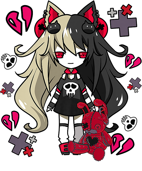 Goodness Pretty Chibi Kawaii Emo Pastel Goth Girl With Sad Bunny