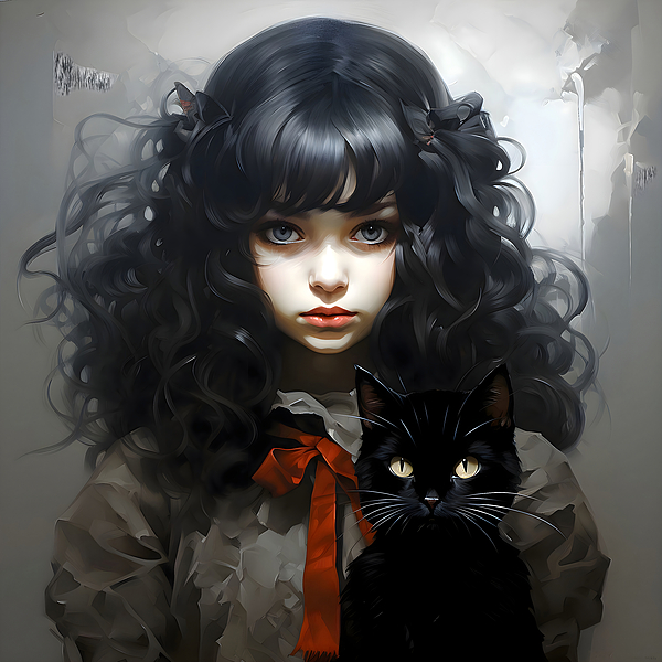 Lozzerly Designs - Gothic Grace - A Girl and Her Cat