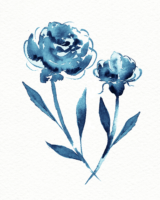 Irina Sztukowski - Graceful Simple Beauty Botanical Indigo Blue Watercolor Flowers