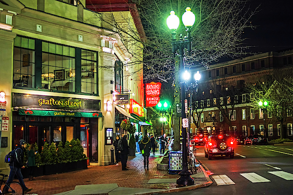 Night out at the Border Cafe in Harvard Square Cambridge Massachusetts  Square Jigsaw Puzzle by Toby McGuire - Toby McGuire - Artist Website