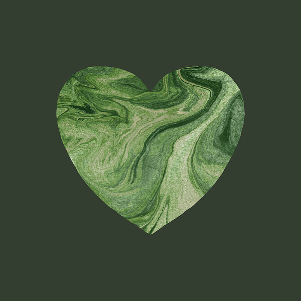 Irina Sztukowski - Green Marble Heart Watercolor 