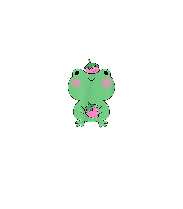 Green Strawberry Kawaii Frog with Pink Aesthetic Hat Sticker by