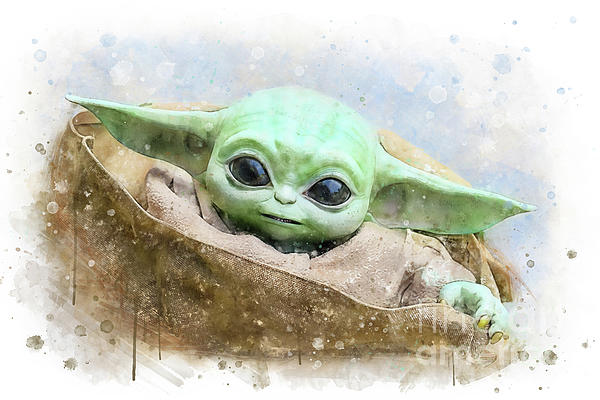 Grogu / Baby Yoda watercolor Sticker by PopArts Pet - Pixels