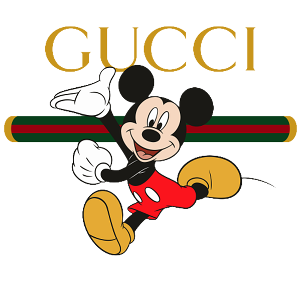 Gucci Mickey Mouse collection designs logo Round Beach Towel by