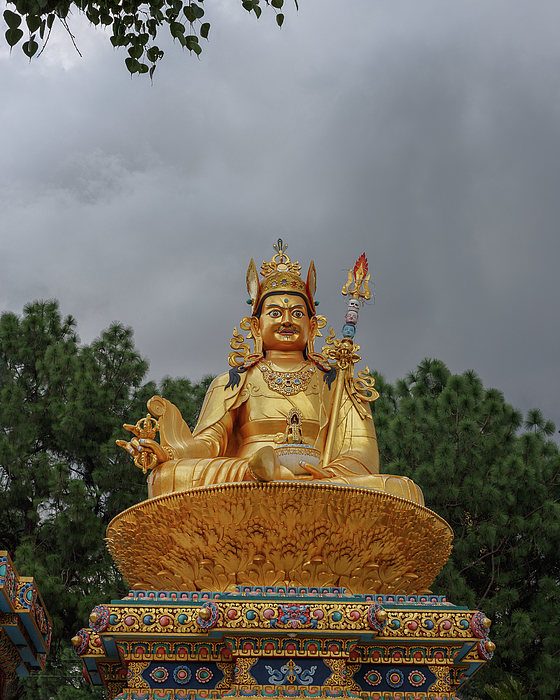 Guru Rinpoche statue with cloudy background Greeting Card for Sale by ...