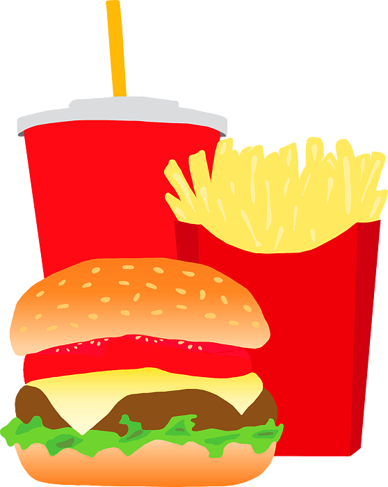 Hamburger, Fries and Cola Fast food meal menu Sticker by StockPhotosArt Com  - Pixels
