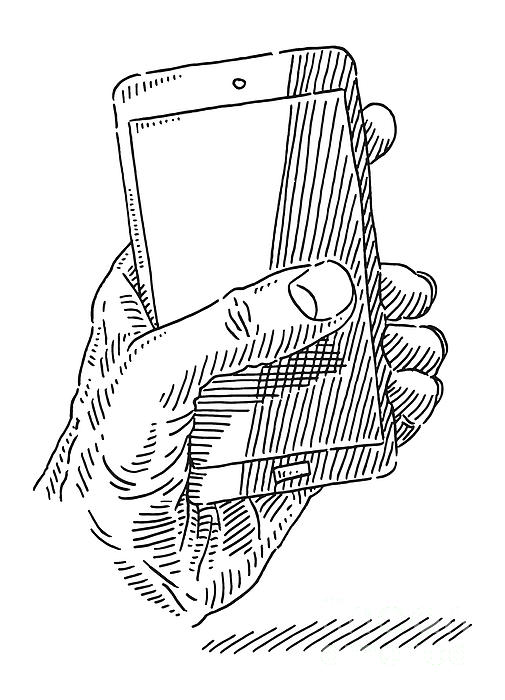 iphone hand illustration
