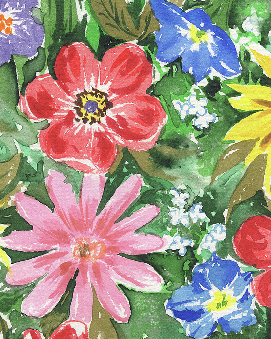 Irina Sztukowski - Happy Fresh Colorful Abstract Watercolor Flower Garden Floral Art II