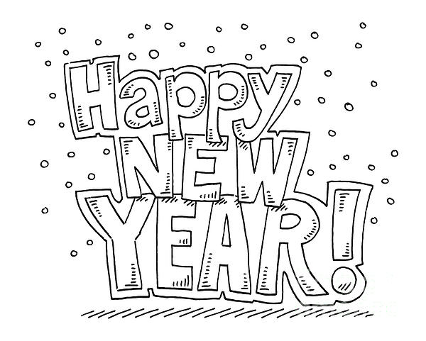 Happy New year coloring printable page for kids