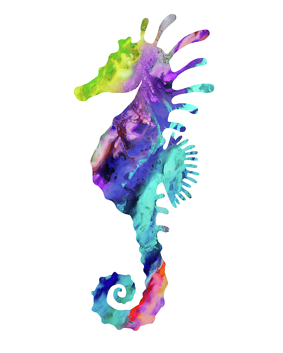 Irina Sztukowski - Happy Rainbow Watercolor Seahorse Silhouette II