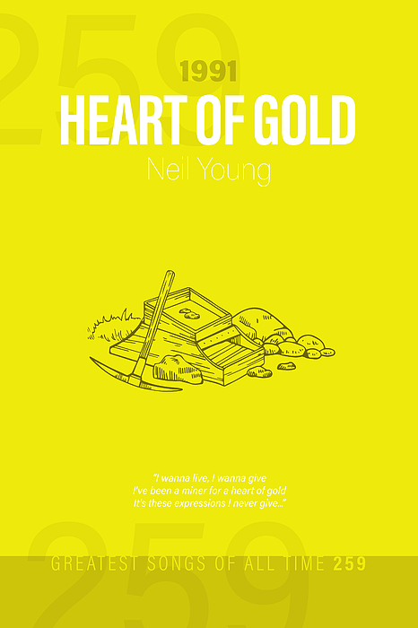 Heart of Gold Neil Young Minimalist Song Lyrics Greatest Hits of All Time  259 Tote Bag