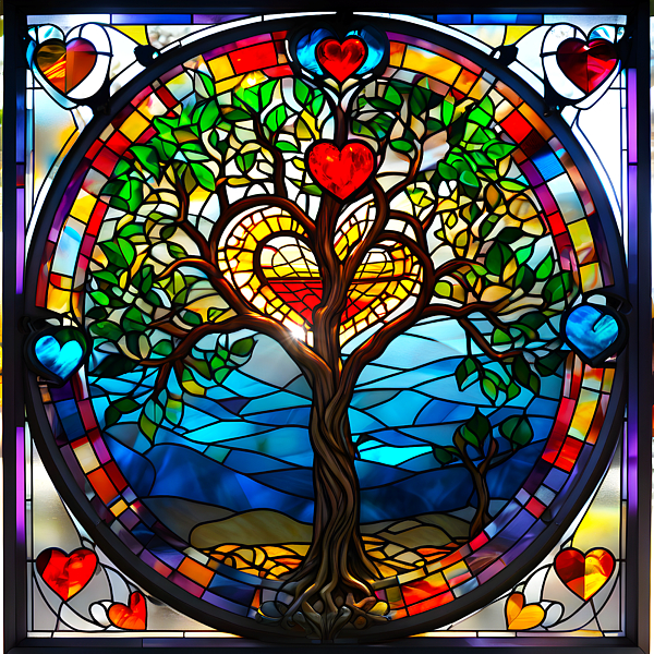 Jan Andersen - Stained Glass Tree of Life