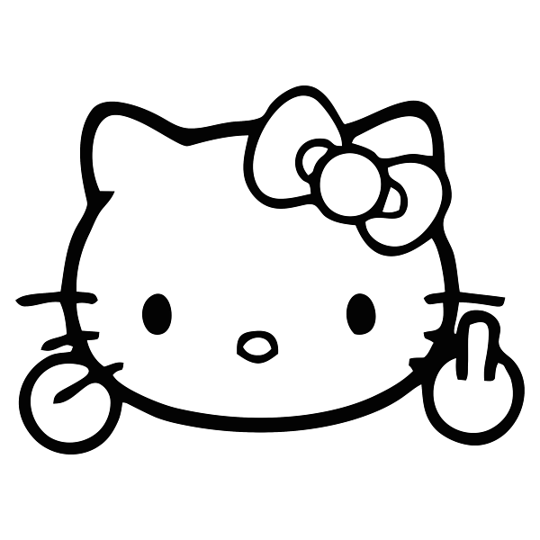 Хэллоу Китти. Хеллоу Китти наклейки черно белые. Hello Kitty с факом. Наклейки для распечатки Хеллоу Китти.