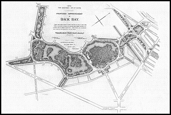 Historic Map Back Bay Boston Massachusetts 1879 Black and White ...