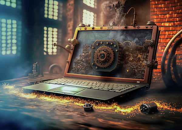 Steve Rich - Home Laptop - AI Generated - Steampunked 2