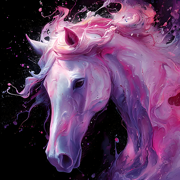 Lozzerly Designs - Horse in Pink and Purple Abstract Splendor 1