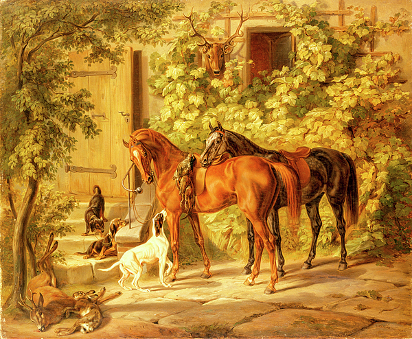 Albrecht Adam - Horses at the Porch - Albrecht Adam