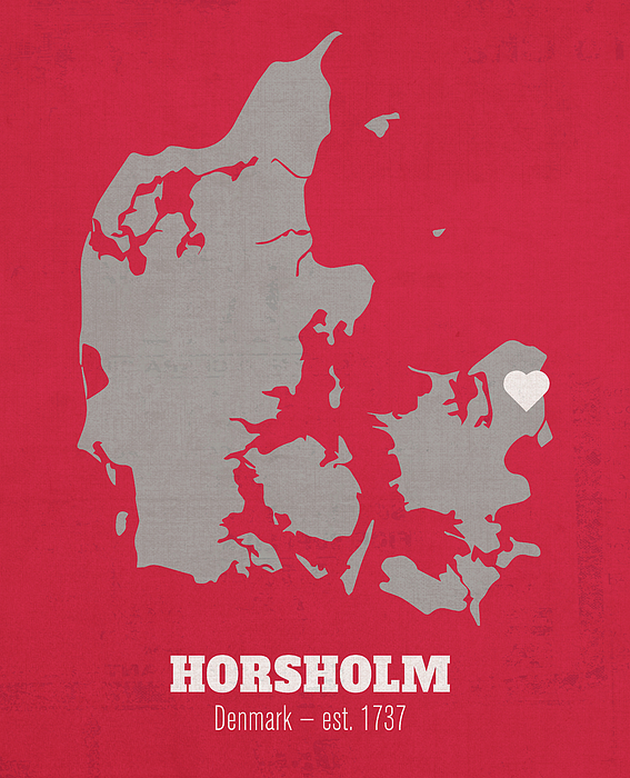 Horsholm Denmark Founded 1737 World Cities Heart Print Sticker