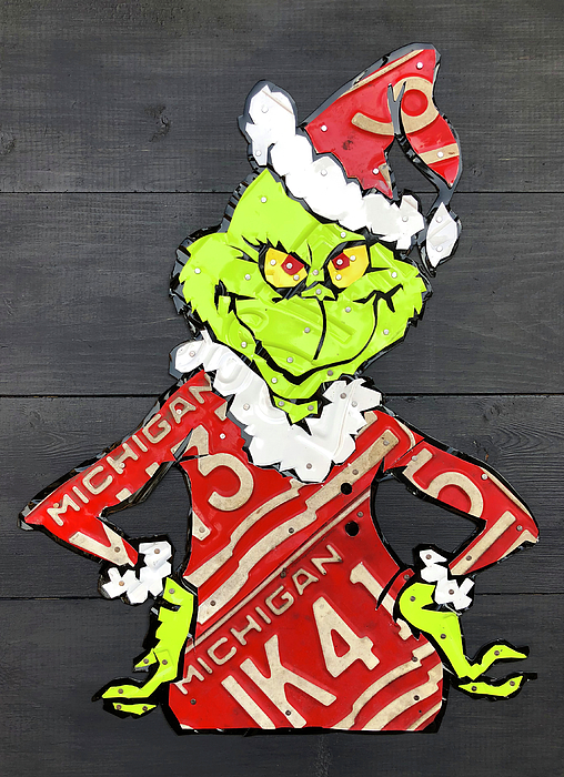 How the Grinch Stole Christmas Recycled License Plate Art Greeting Card by  Design Turnpike