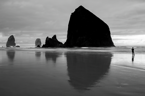 Leilani Heying - Hay Stack Rock - Black and White