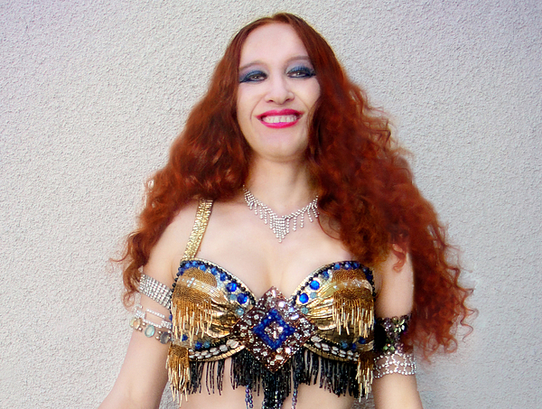 Ameynra design - gold bra for belly dance Zip Pouch by Sofia