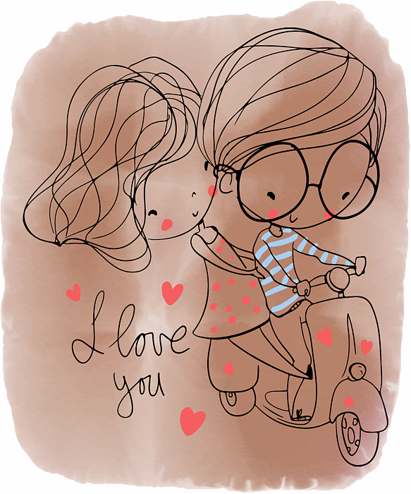 I love You Graphy Illustration, Girl Cycling, Couple Sketch Illustration,  Anime Couple love Line Art Jigsaw Puzzle by Mounir Khalfouf - Fine Art  America