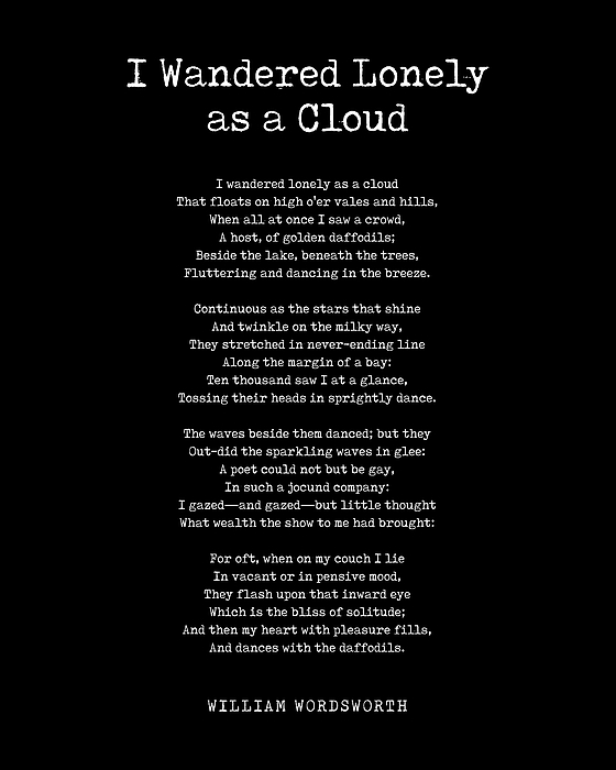 I Wandered Lonely as a Cloud - William Wordsworth Poem - Literature ...