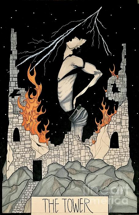 End Krympe Panter Iggy Pop. The Tower Tarot Greeting Card by Kathy Zyduck