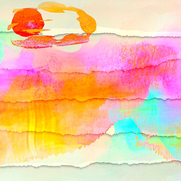 Silver Pixie - In the wake of sunset watercolor abstract 