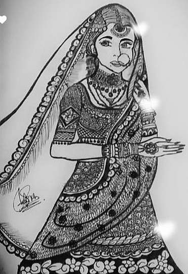 How to draw a Beautiful Traditional bride very easy/lehenga design/Girl  drawing/Pencil Sketch - YouTube