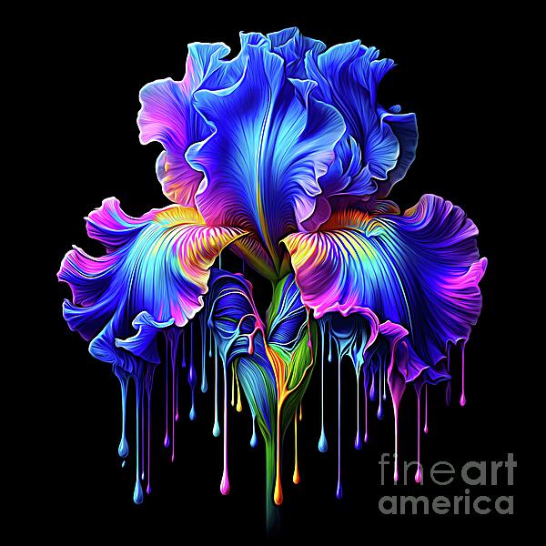 Rose Santuci-Sofranko - Iris Flower with Paint Drip and Expressionist Effect