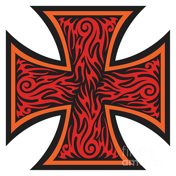 Iron cross in tribal tattoo style Digital Art by Ivanka Nikitovic - Pixels