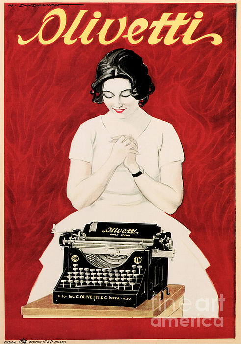 Retro Posters - Italy OLIVETTI Typewriter Machines Advertisement Poster by Marcelo Dudovich