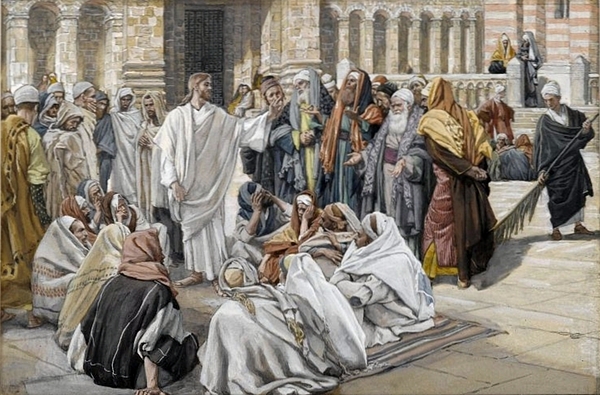 James Tissot The Pharisees Question Jesus Bath Towel