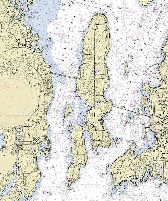 Jamestown Island Rhode Island Nautical Chart Greeting Card by Sea Koast