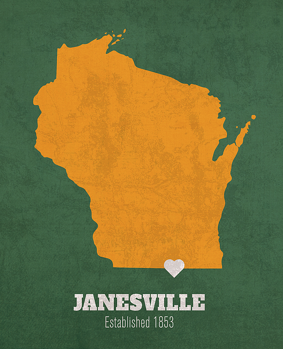 Janesville Wisconsin City Map Founded 1853 Green Bay Packers Color Palette Shower  Curtain by Design Turnpike - Instaprints