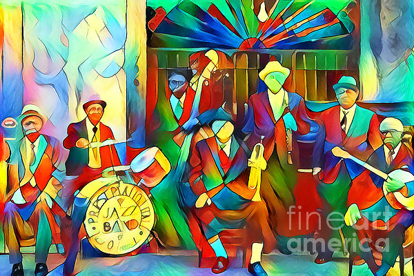 Jazz Band of The Roaring 1920s Duke Ellington in Contemporary Vibrant  Painterly Colors 20200516v4 Wood Print